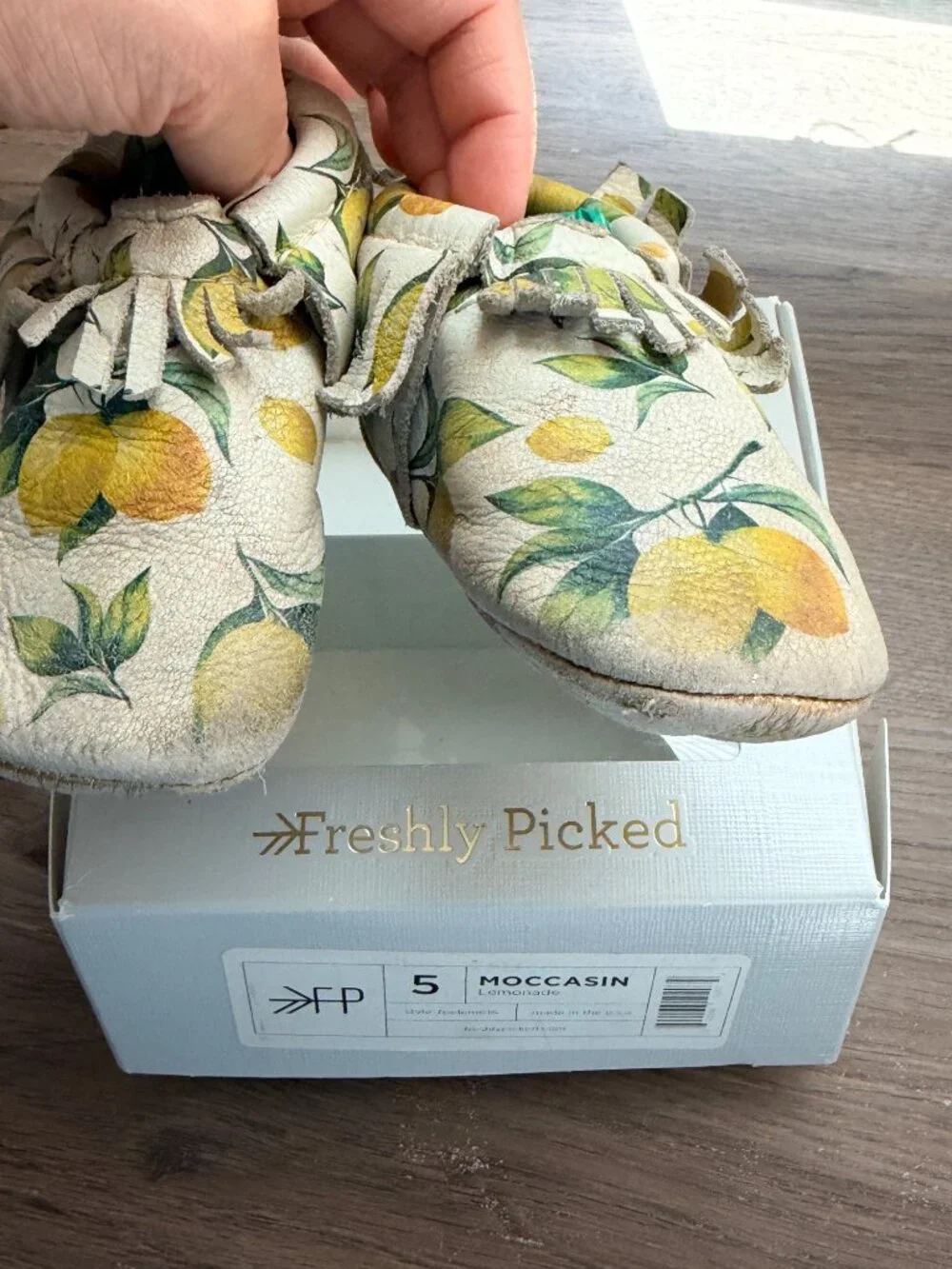 Freshly Picked Lemon Leather Moccasins size 5 Baby